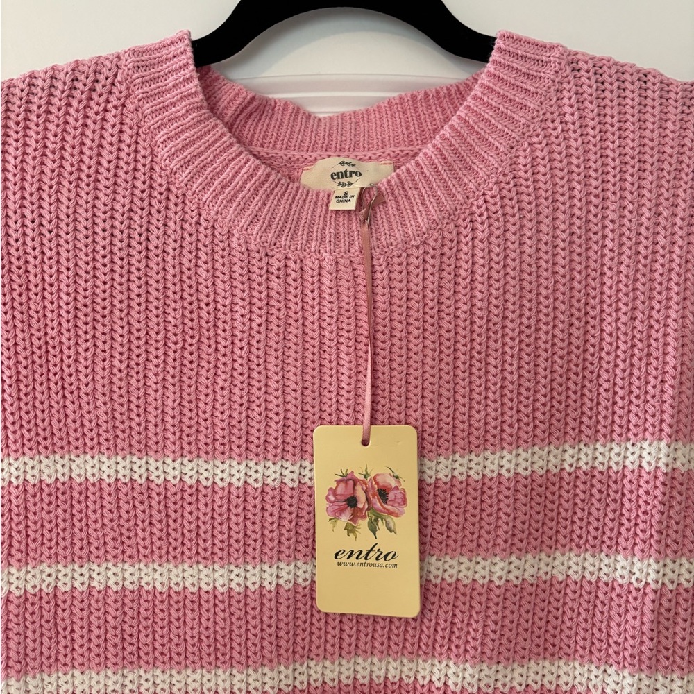 NWT Entro Pink and White Striped Dress - Picture 6 of 7